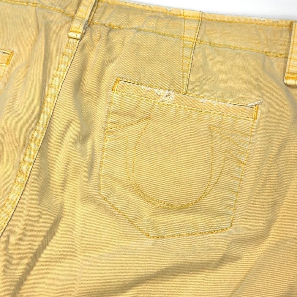 Y2K True Religion Chino Shorts Mens Size 36 Denim Jean Jorts Yellow - Picture 5 of 9
